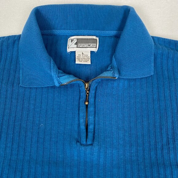 Vintage Sportswear Cotton Preppy 1/4 Zip Short Sleeve Textured Sweater Polo - Picture 4 of 8